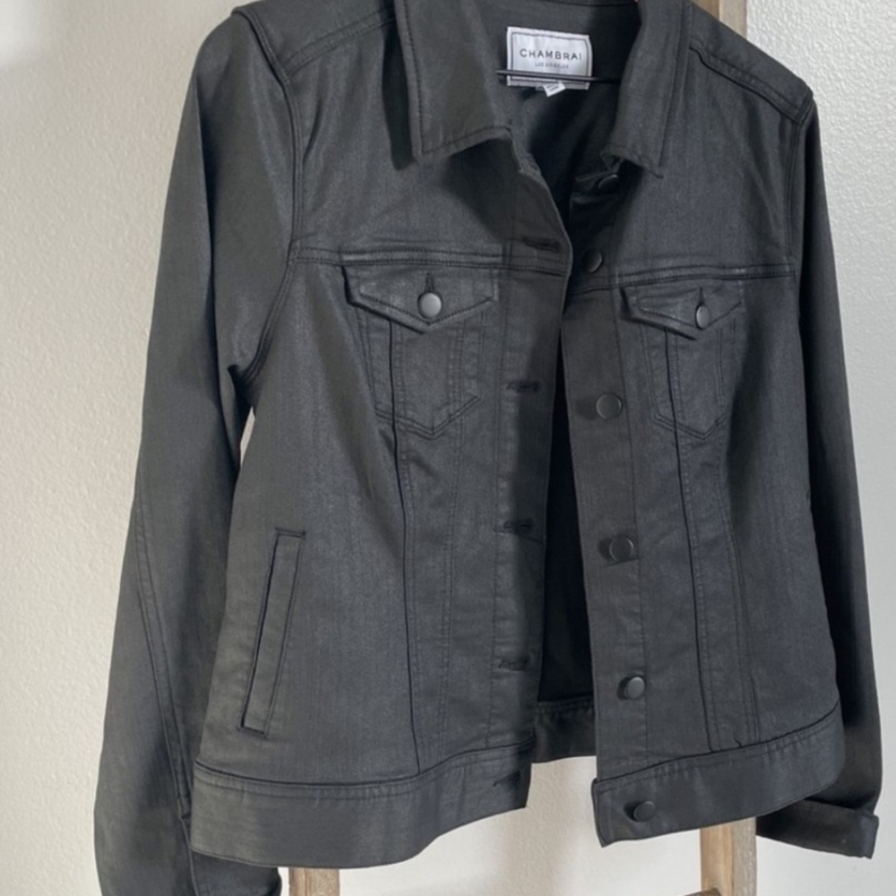 Polished Black Denim Jacket for Women